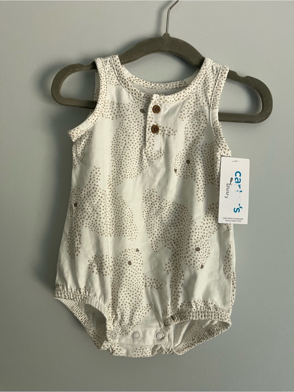 Carter's Cream Romper with Bunny Rabbit Print
